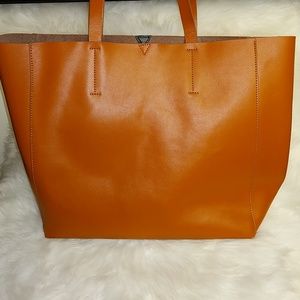 Real Leather Large Tote with Matching Pouch